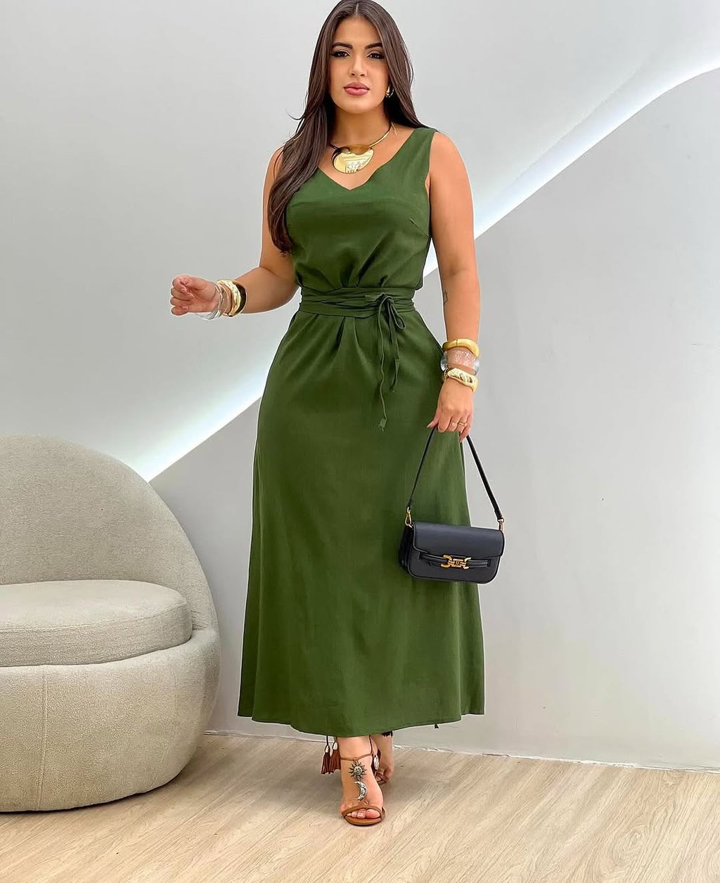 Vestido Verde  Milita Elegância  – Yeshua Fashion
