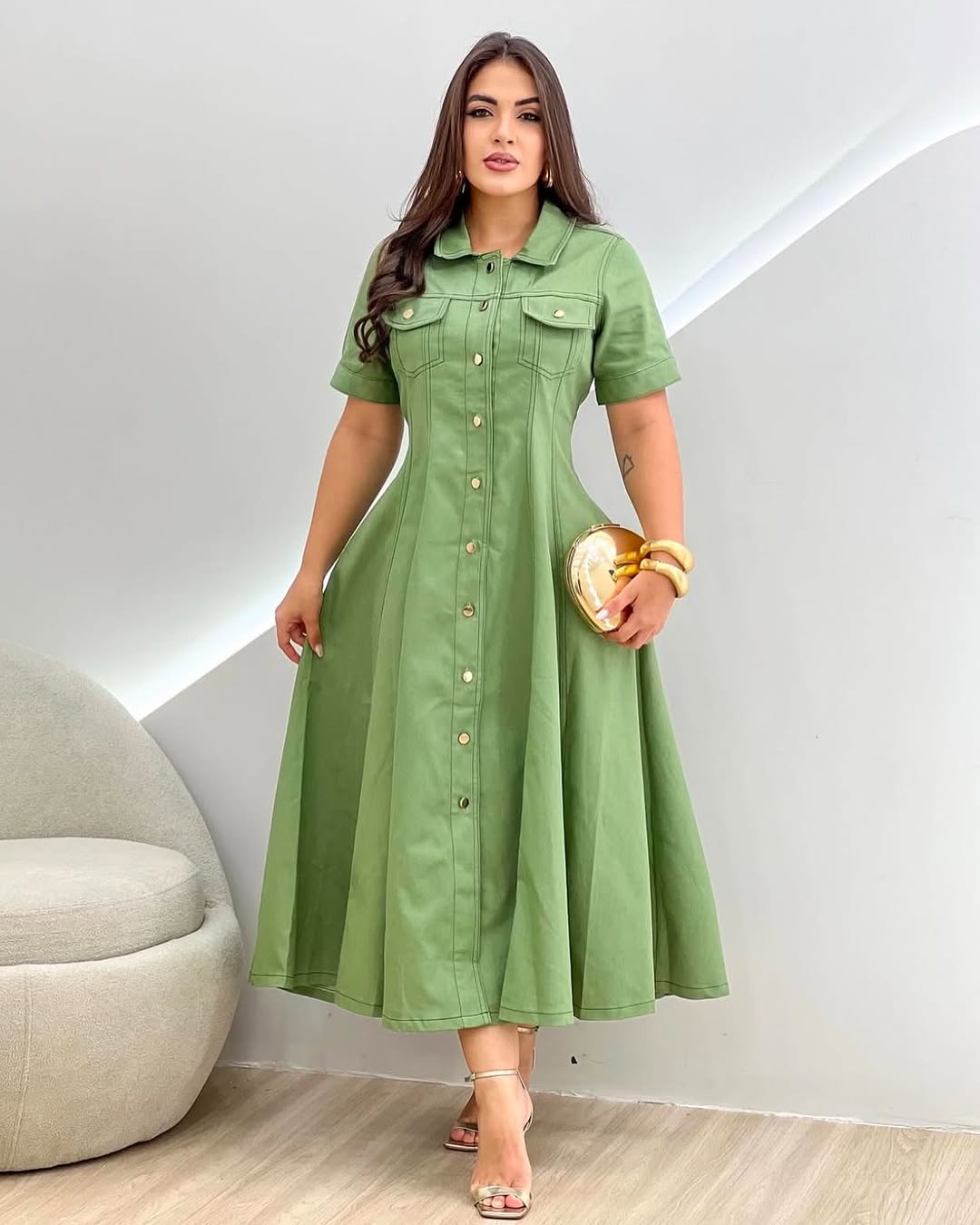 Vestido Verde Elegância Serena – Yeshua Fashion