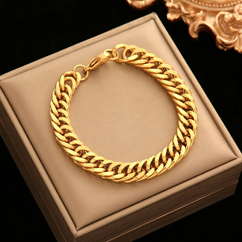 Pulseira Corrente em Aço Inoxidável 316L – Estilo Trendy e Versátil