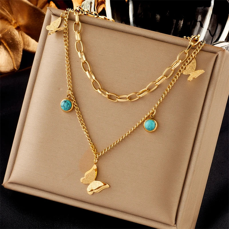 Colar Feminino em Aço Inoxidável – Pingente Geométrico 2cm, Corrente Link, Estilo Trendy