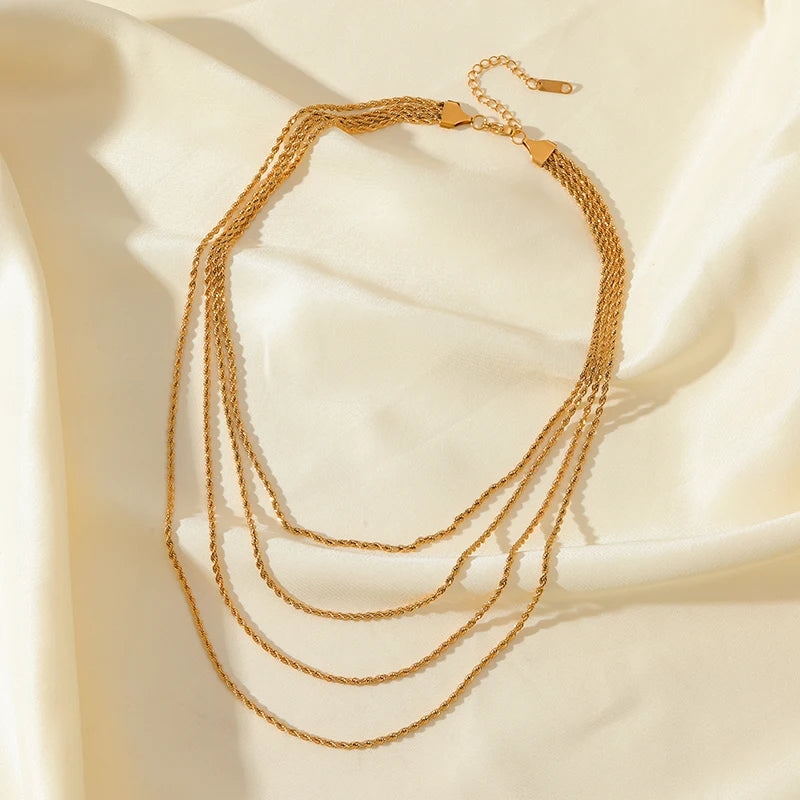 Colar Feminino em Aço Inoxidável 316L – Corrente Snake, Design Geométrico, Estilo Trendy
