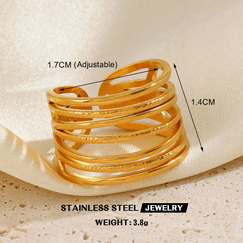 Anel Vintage Irregular em Aço 316L com Banho de Ouro 18K