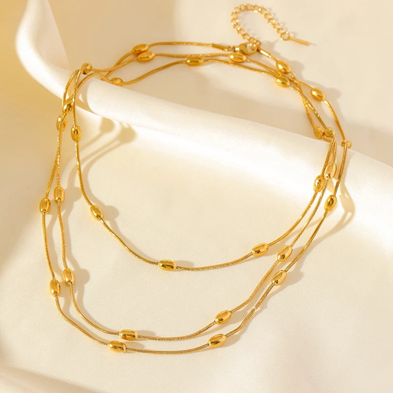 Colar Feminino em Aço Inoxidável 316L – Corrente Snake, Design Geométrico, Estilo Trendy