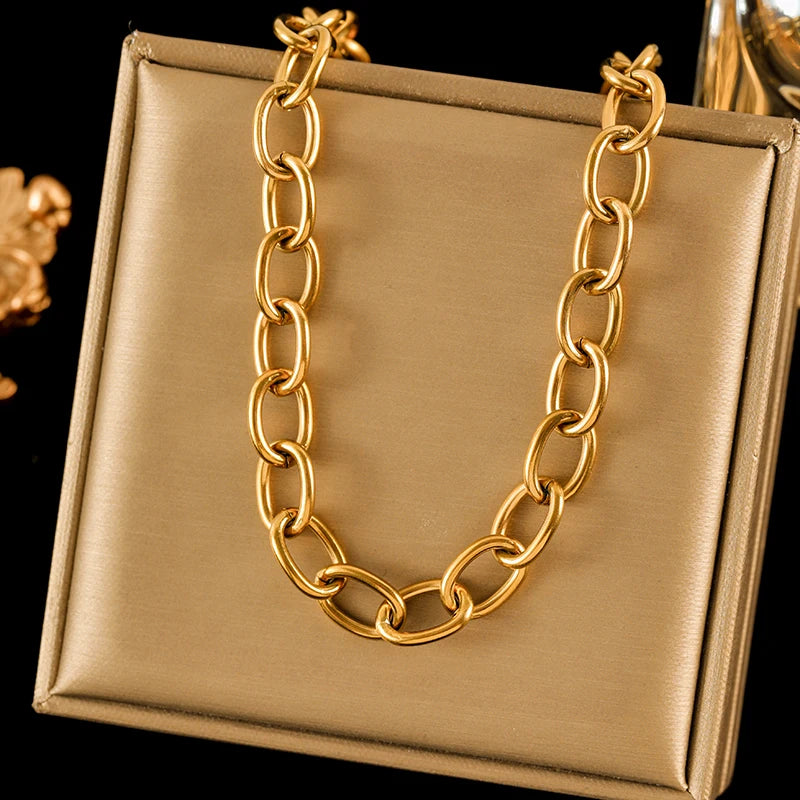 Colar Feminino em Aço Inoxidável 316L – Corrente Estilo Trendy, Moda Clássica e Vintage
