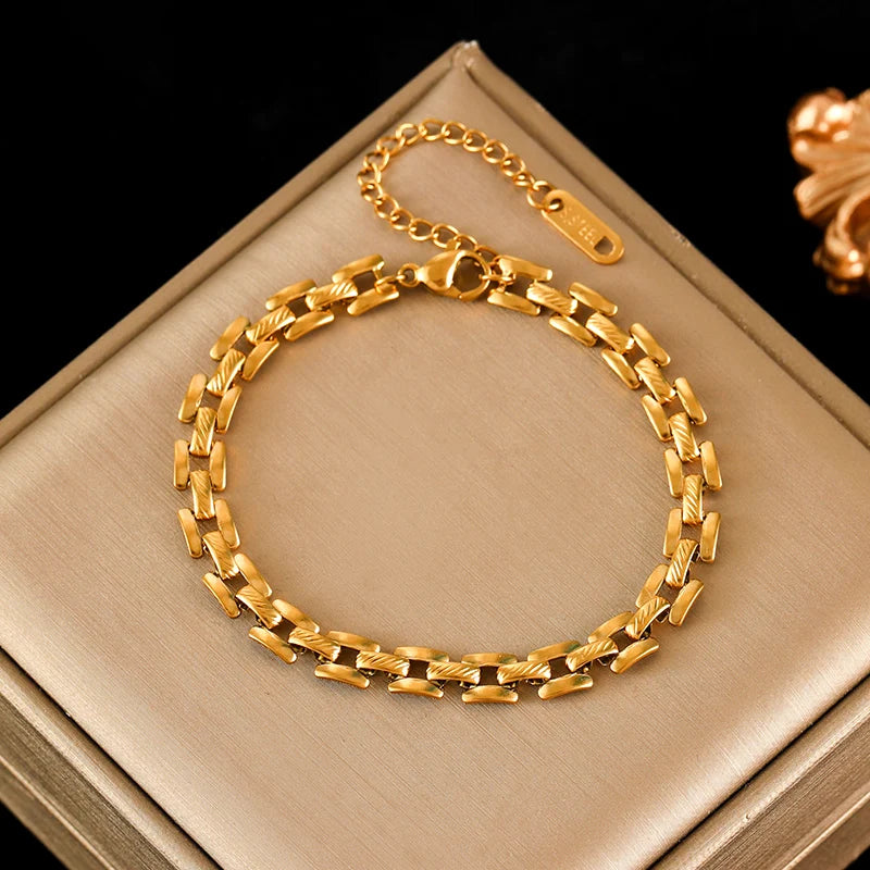 Pulseira Fashion Geométrica em Aço Inoxidável 316L