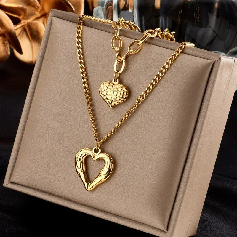 Colar Feminino em Aço Inoxidável – Pingente Quadrado com Pérola, Corrente Link, Estilo Trendy
