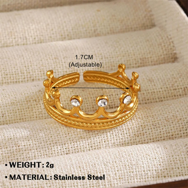 Anel Ajustável Irregular em Aço Inoxidável 18K Gold – Estilo Trendy
