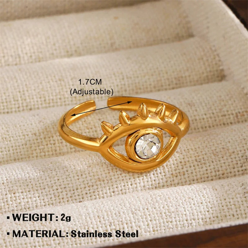 Anel Ajustável Irregular em Aço Inoxidável 18K Gold – Estilo Trendy