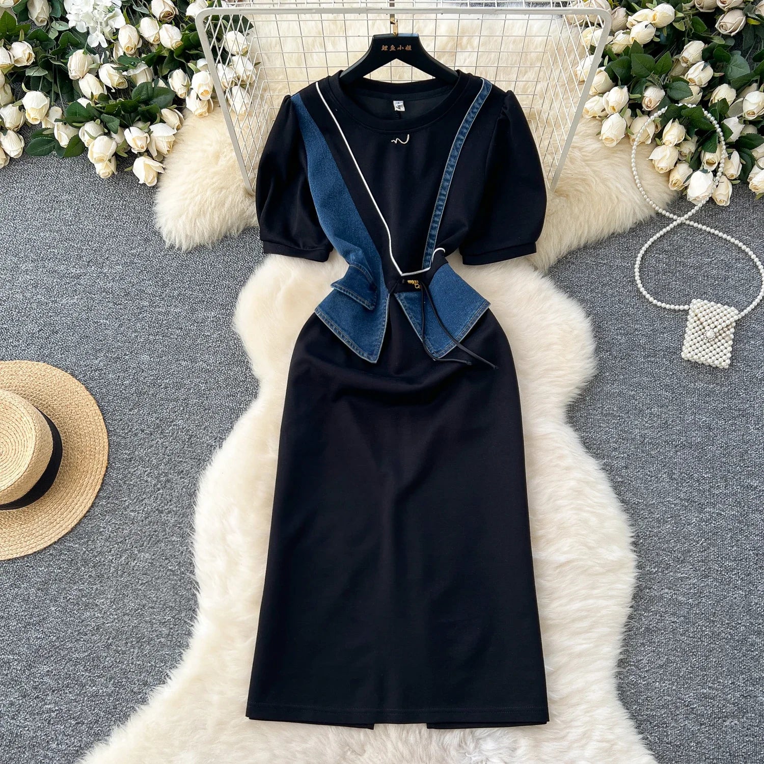 Vestido Elegante Slim com Fenda – Moda Vintage Coreana