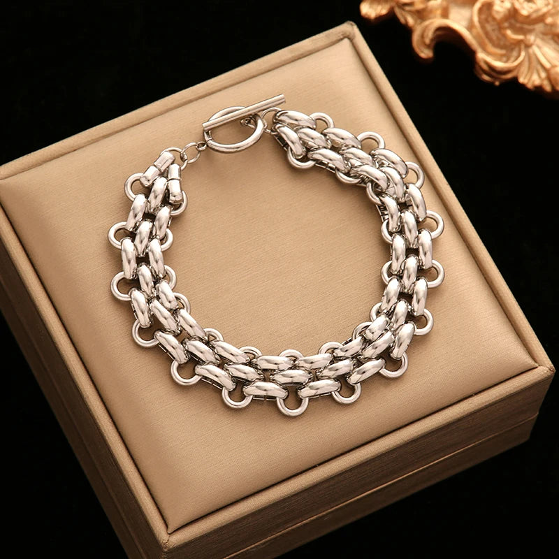 Pulseira Corrente em Aço Inoxidável 316L – Estilo Trendy e Versátil
