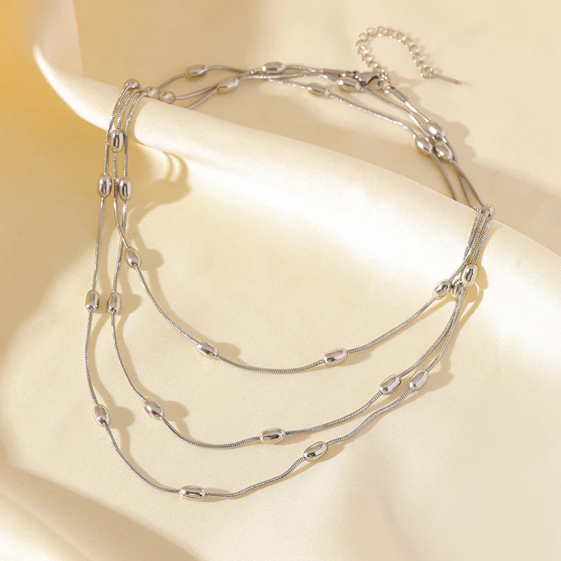 Colar Feminino em Aço Inoxidável 316L – Corrente Snake, Design Geométrico, Estilo Trendy