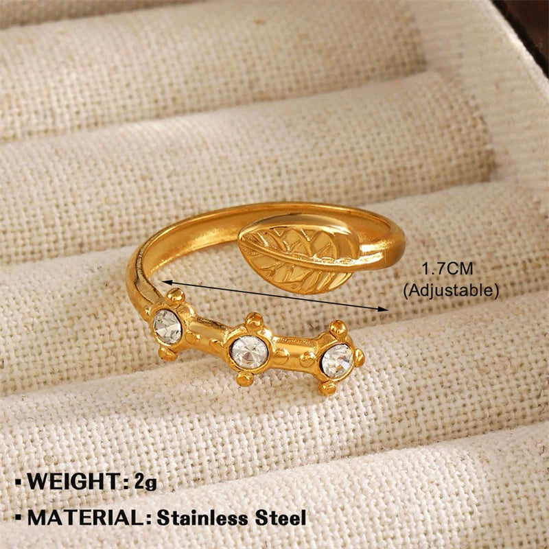 Anel Ajustável Irregular em Aço Inoxidável 18K Gold – Estilo Trendy
