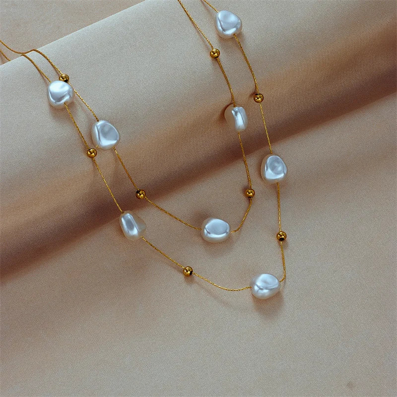 Colar em Aço Inoxidável com Pérola – Estilo Elegante para Trabalho e Festa