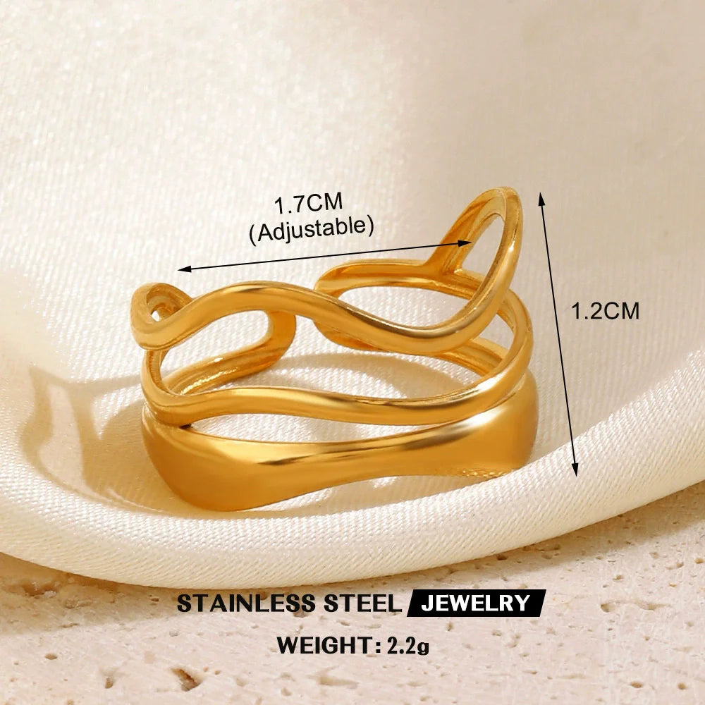 Anel Vintage Irregular em Aço 316L com Banho de Ouro 18K