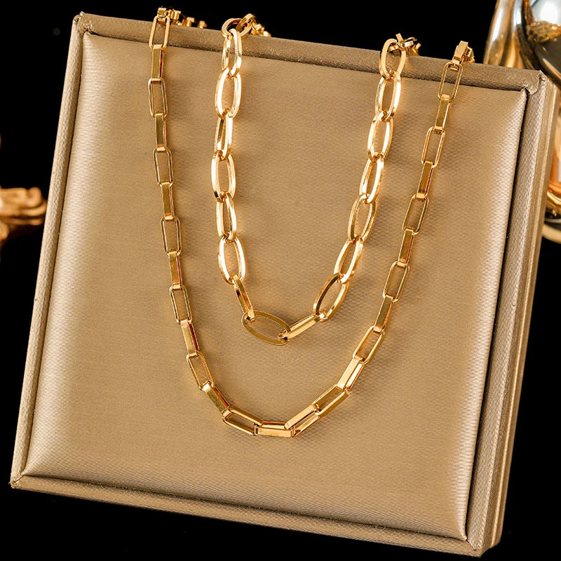 Colar Feminino em Aço Inoxidável 316L – Corrente Estilo Trendy, Moda Clássica e Vintage