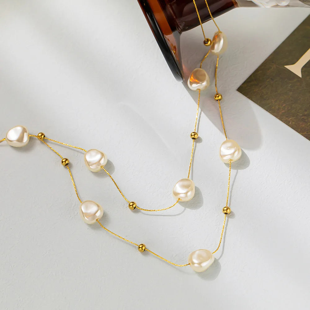 Colar em Aço Inoxidável com Pérola – Estilo Elegante para Trabalho e Festa
