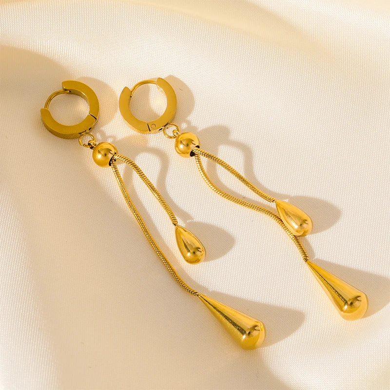 Brincos Femininos em Aço Inoxidável 316L – Gota de Água, Estilo Trendy
