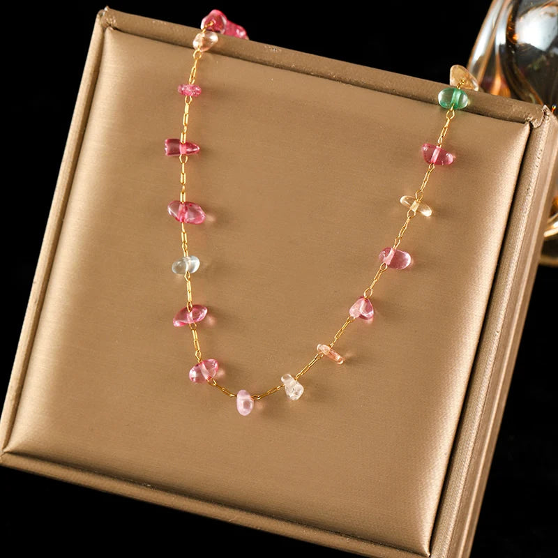 Conjunto de Colar e Pulseira Feminino em Aço Inoxidável 316L – Design Geométrico, Estilo Trendy