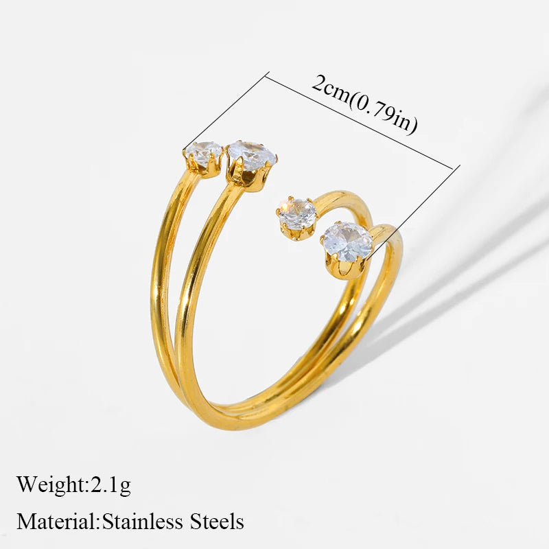 Anel Ajustável Irregular em Aço Inoxidável 18K Gold – Estilo Trendy
