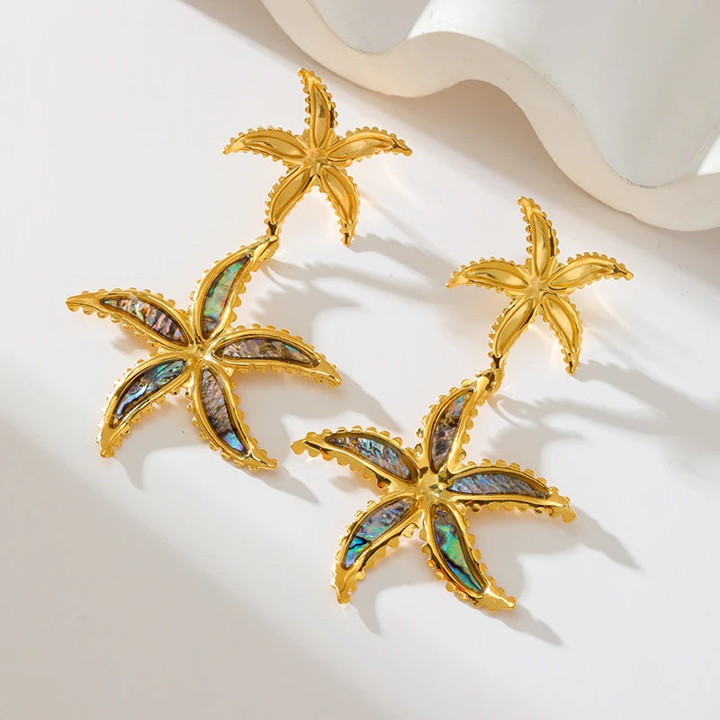 Brincos Femininos em Aço Inoxidável 316L – Pingente Planta, Banhado a Ouro, Estilo Trend