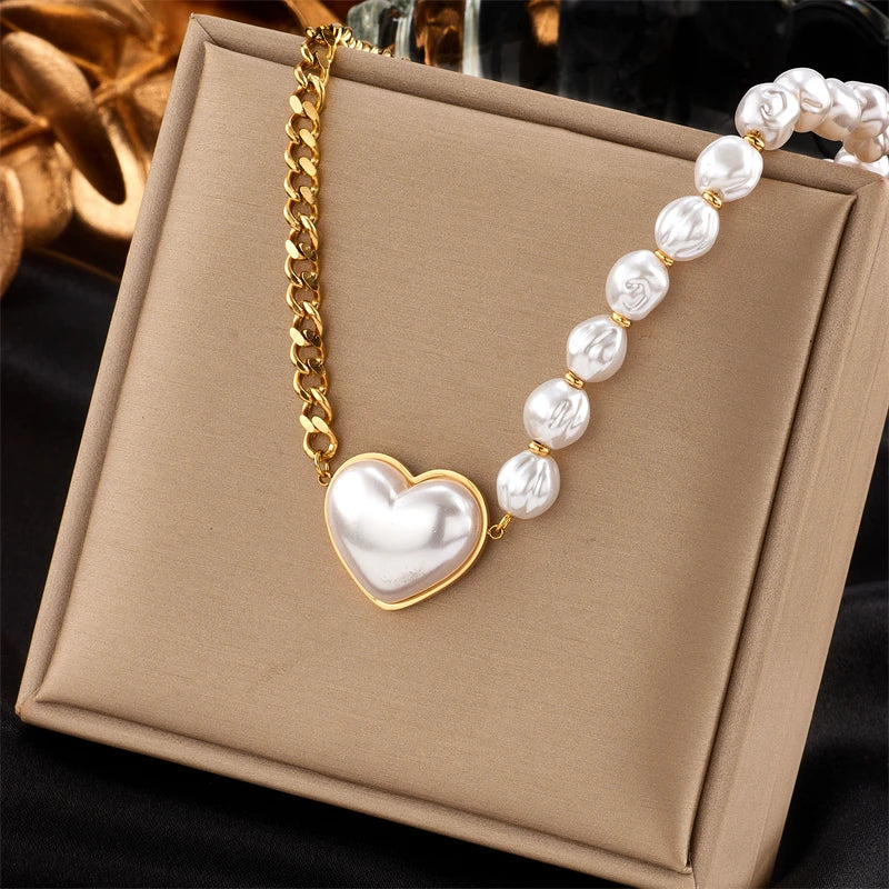 Choker Colar em Aço Inoxidável com Pingente Inseto e Pérola – Estilo Trendy