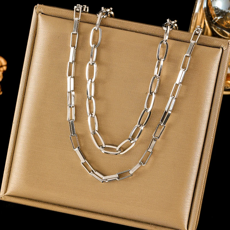 Colar Feminino em Aço Inoxidável 316L – Corrente Estilo Trendy, Moda Clássica e Vintage