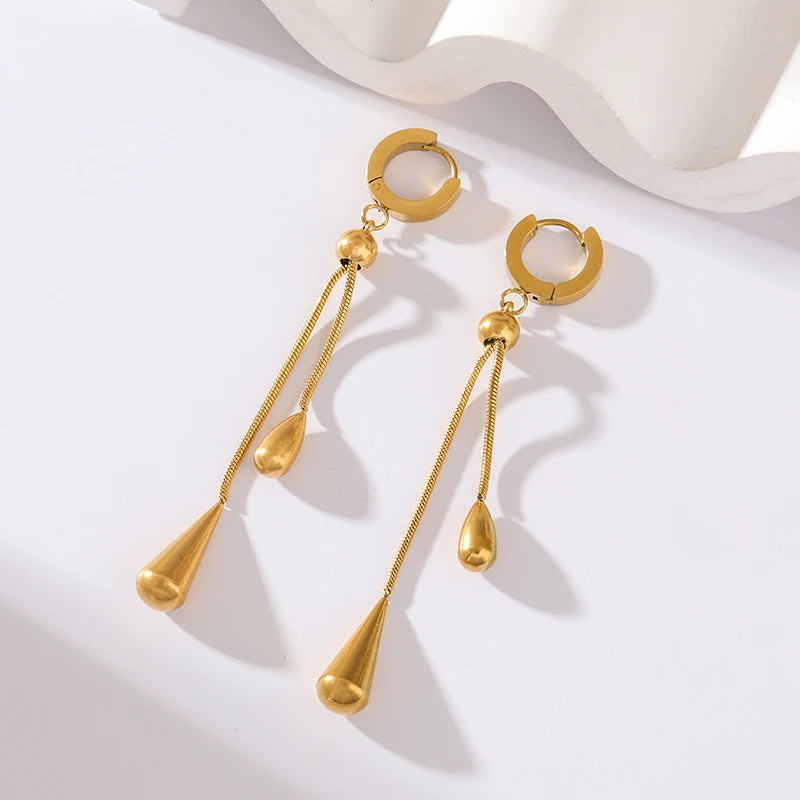 Brincos Femininos em Aço Inoxidável 316L – Gota de Água, Estilo Trendy