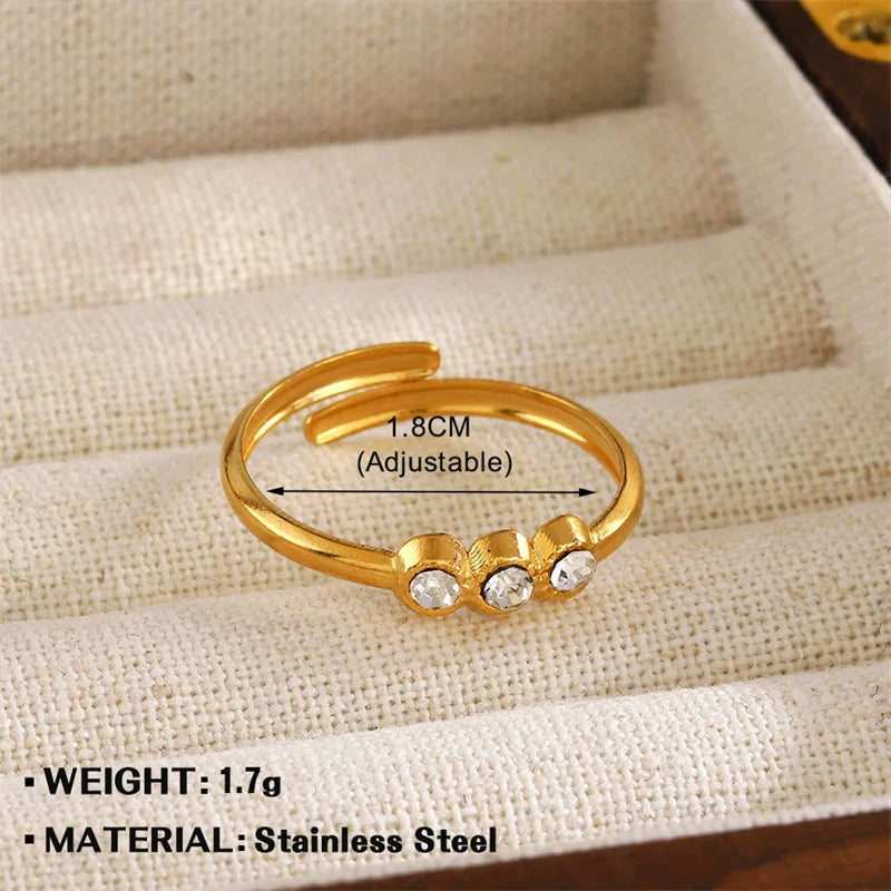 Anel Ajustável Irregular em Aço Inoxidável 18K Gold – Estilo Trendy
