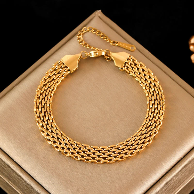 Pulseira Fashion Geométrica em Aço Inoxidável 316L