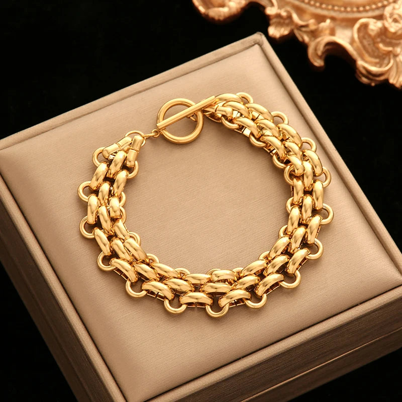 Pulseira Corrente em Aço Inoxidável 316L – Estilo Trendy e Versátil