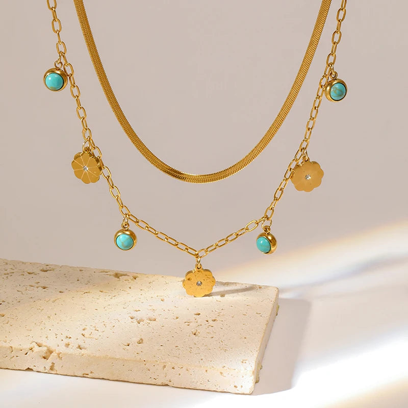 Colar Fashion Trendy – Detalhe em Pedra Artificial, Aço Inoxidável