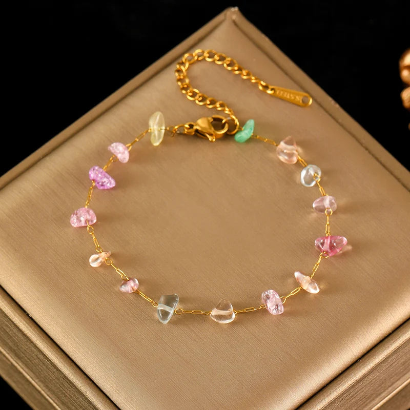 Conjunto de Colar e Pulseira Feminino em Aço Inoxidável 316L – Design Geométrico, Estilo Trendy