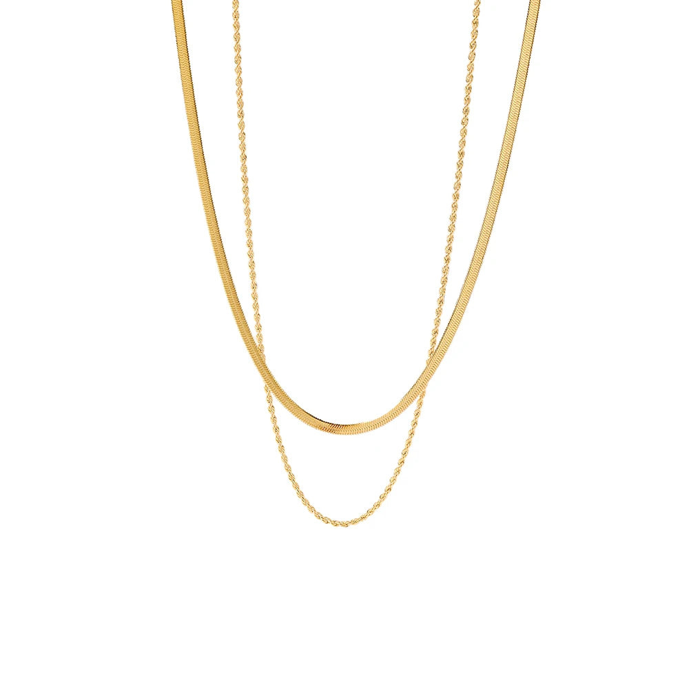 Colar Multicamadas em Aço Inoxidável Dourado – Estilo Trendy e Moderno