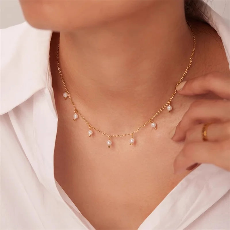 Colar Minimalista Feminino – Pedra Geométrica em Aço Inoxidável