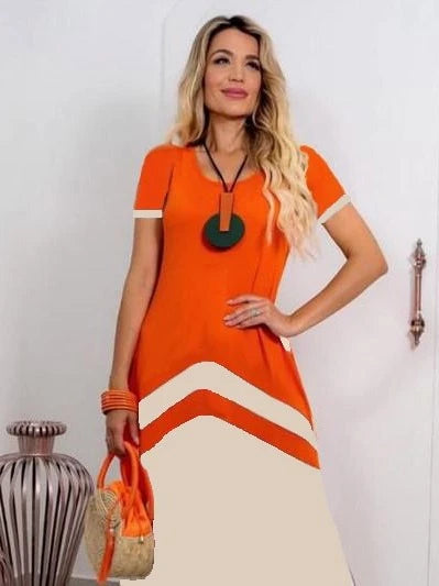 Vestido Midi Casual Manga Curta com Bolso