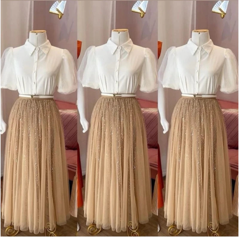 Saia Brilhante Tule Moda Feminina Confortável