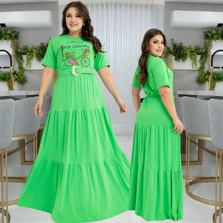 Conjunto Social Saia Longa Com Blusa E Cinto Plus Size Casual Manga Curta Moda Evangelica Congresso
