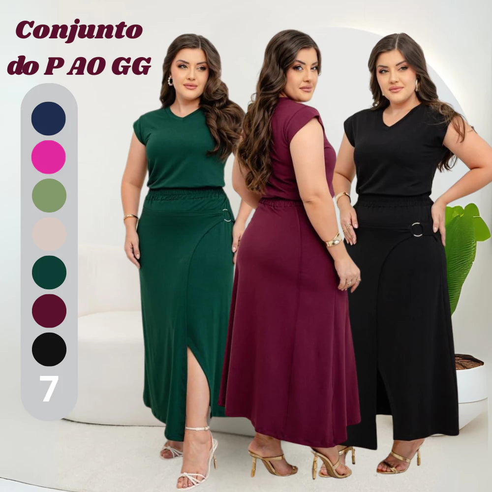 Conjunto Verde Esmeralda com Abertura Central – Elegância e Modéstia (Pré-Venda)