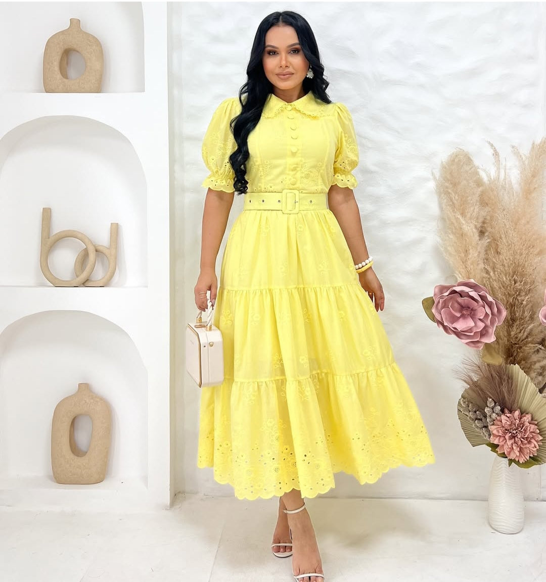 COLEÇÂO FLOREÇA2025-Vestido Rose em Lesê de Algodão