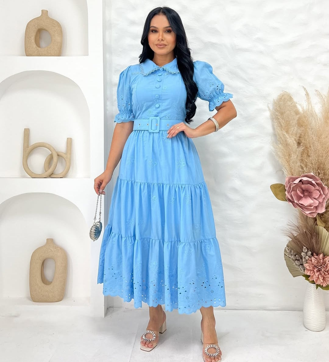 COLEÇÂO FLOREÇA2025-Vestido Rose em Lesê de Algodão